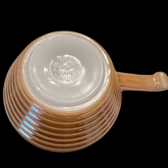 VTG Fire King Peach Luster Beehive Handle Soup Bowls Set of 2 Anchor Hocking USA - Picture 5 of 9